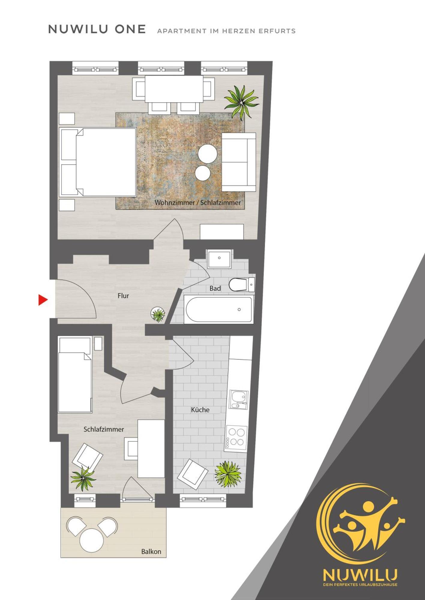 Nuwilu One - Apartment Mit Balkon Im Herzen Erfurts - Magenta Tv- Netflix - Disney エクステリア 写真